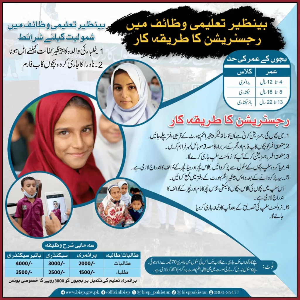 Benazir Taleemi Wazaif Mobile App Online Registration 2024
